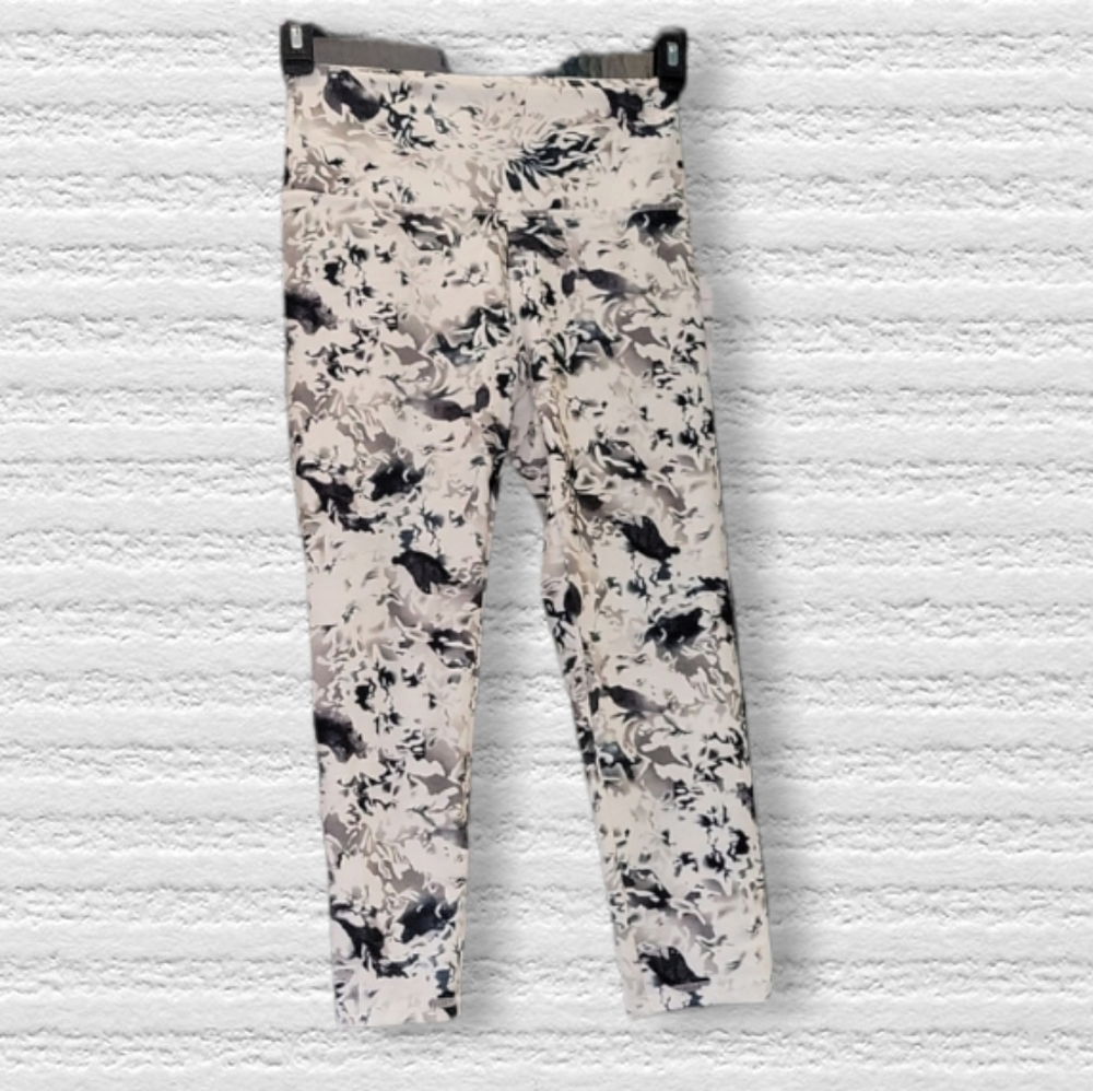 Black Whispy Floral workout pants
